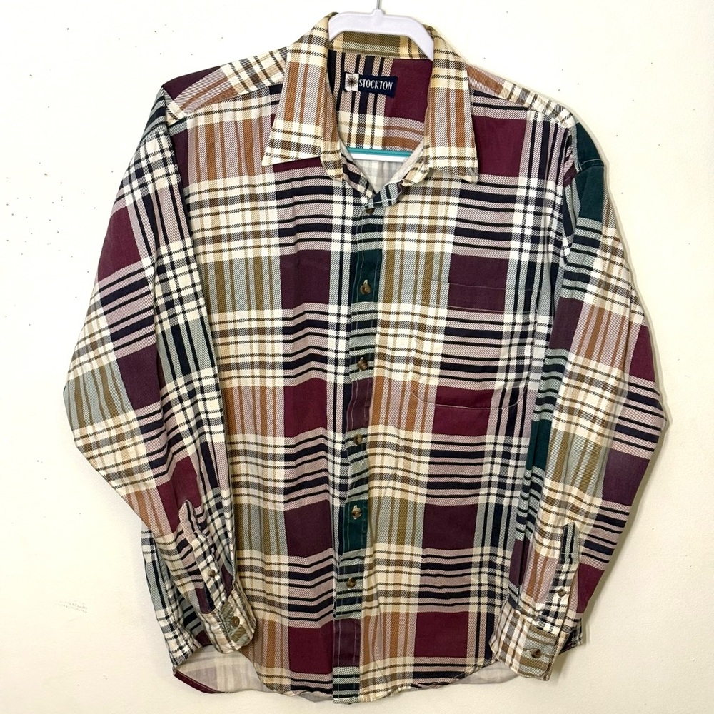 Stockton Twill Plaid Long Sleeve Dress Shirt for Men. Size L. EUC.